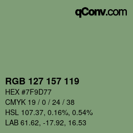 カラーコード: RGB 127 157 119 | qconv.com