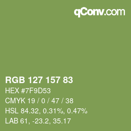颜色代码: RGB 127 157 83 | qconv.com