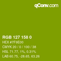 颜色代码: RGB 127 158 0 | qconv.com