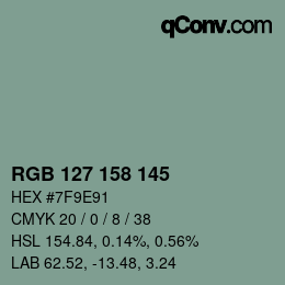 カラーコード: RGB 127 158 145 | qconv.com