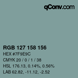颜色代码: RGB 127 158 156 | qconv.com