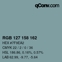カラーコード: RGB 127 158 162 | qconv.com