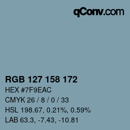 カラーコード: RGB 127 158 172 | qconv.com