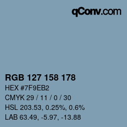 颜色代码: RGB 127 158 178 | qconv.com