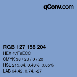 カラーコード: RGB 127 158 204 | qconv.com