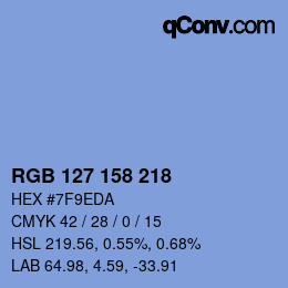 Color code: RGB 127 158 218 | qconv.com