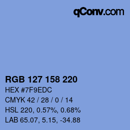 颜色代码: RGB 127 158 220 | qconv.com