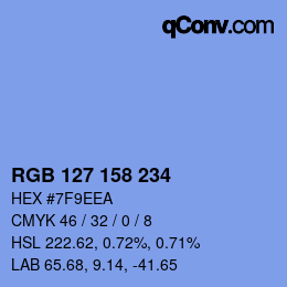 カラーコード: RGB 127 158 234 | qconv.com