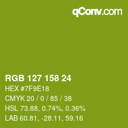 カラーコード: RGB 127 158 24 | qconv.com