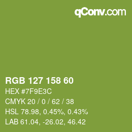 カラーコード: RGB 127 158 60 | qconv.com