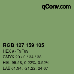 カラーコード: RGB 127 159 105 | qconv.com