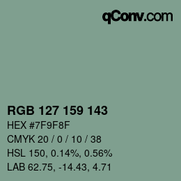 颜色代码: RGB 127 159 143 | qconv.com