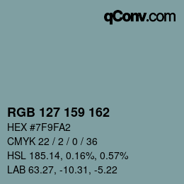 Color code: RGB 127 159 162 | qconv.com