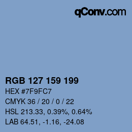 Color code: RGB 127 159 199 | qconv.com