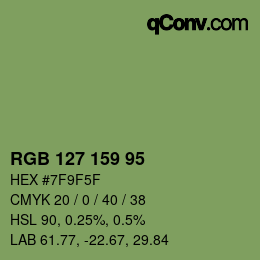 Color code: RGB 127 159 95 | qconv.com
