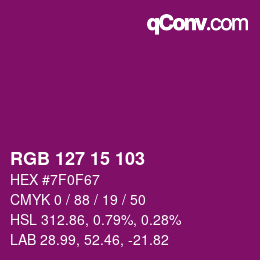 颜色代码: RGB 127 15 103 | qconv.com