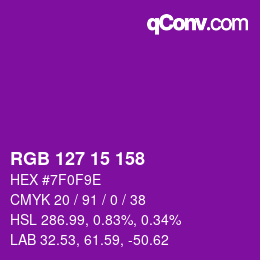 Color code: RGB 127 15 158 | qconv.com