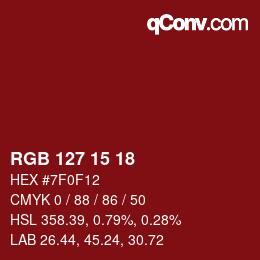 Color code: RGB 127 15 18 | qconv.com