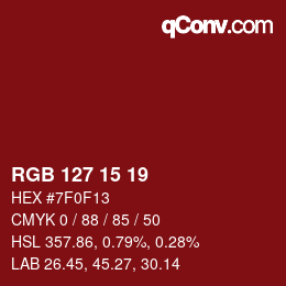 Color code: RGB 127 15 19 | qconv.com