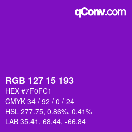 Color code: RGB 127 15 193 | qconv.com