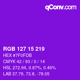 Color code: RGB 127 15 219 | qconv.com