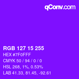 Color code: RGB 127 15 255 | qconv.com