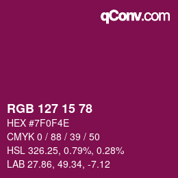 Color code: RGB 127 15 78 | qconv.com