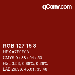 Color code: RGB 127 15 8 | qconv.com