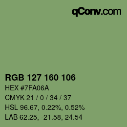 颜色代码: RGB 127 160 106 | qconv.com