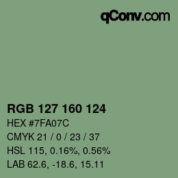 Color code: RGB 127 160 124 | qconv.com