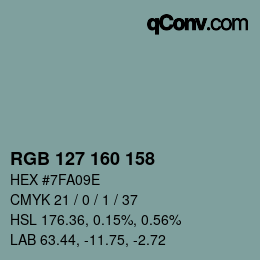 Color code: RGB 127 160 158 | qconv.com
