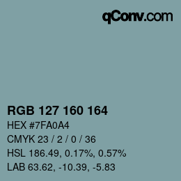 Farbcode: RGB 127 160 164 | qconv.com