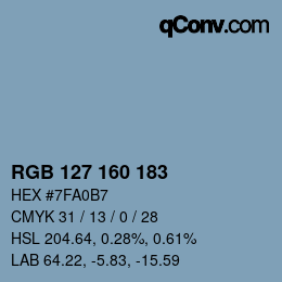 Color code: RGB 127 160 183 | qconv.com