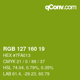Color code: RGB 127 160 19 | qconv.com