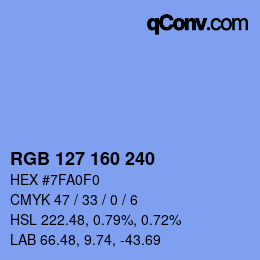 Color code: RGB 127 160 240 | qconv.com