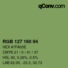 Color code: RGB 127 160 94 | qconv.com