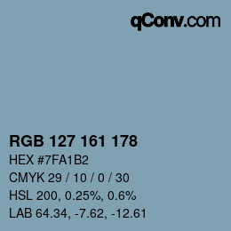 Color code: RGB 127 161 178 | qconv.com