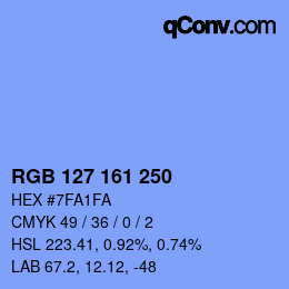 Color code: RGB 127 161 250 | qconv.com