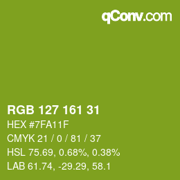 Color code: RGB 127 161 31 | qconv.com