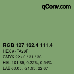 カラーコード: RGB 127 162.4 111.4 | qconv.com