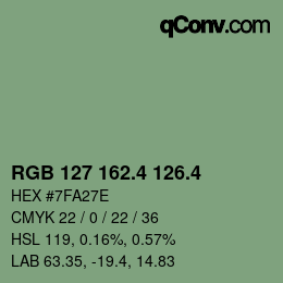 カラーコード: RGB 127 162.4 126.4 | qconv.com