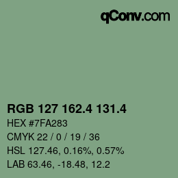 カラーコード: RGB 127 162.4 131.4 | qconv.com