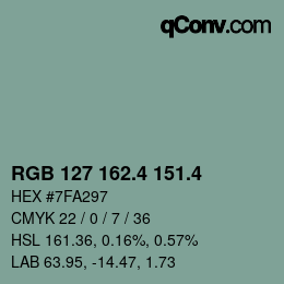カラーコード: RGB 127 162.4 151.4 | qconv.com