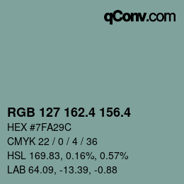 カラーコード: RGB 127 162.4 156.4 | qconv.com