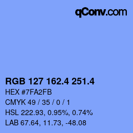 カラーコード: RGB 127 162.4 251.4 | qconv.com