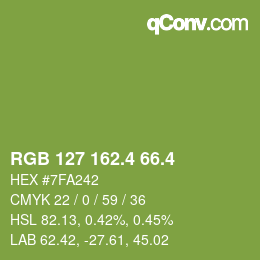 カラーコード: RGB 127 162.4 66.4 | qconv.com