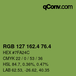 カラーコード: RGB 127 162.4 76.4 | qconv.com