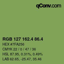 カラーコード: RGB 127 162.4 86.4 | qconv.com