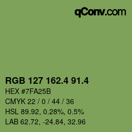 カラーコード: RGB 127 162.4 91.4 | qconv.com