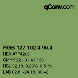 カラーコード: RGB 127 162.4 96.4 | qconv.com